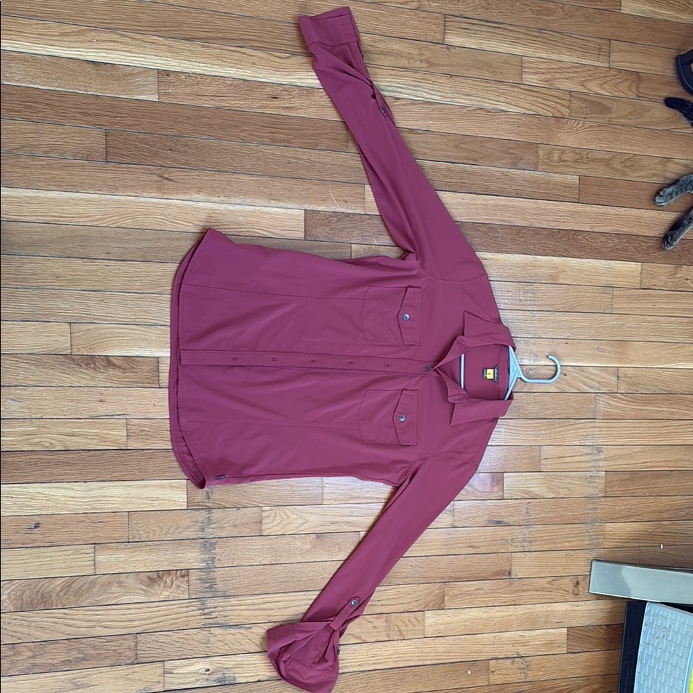 Red Long Sleeve Button-Up Shirt